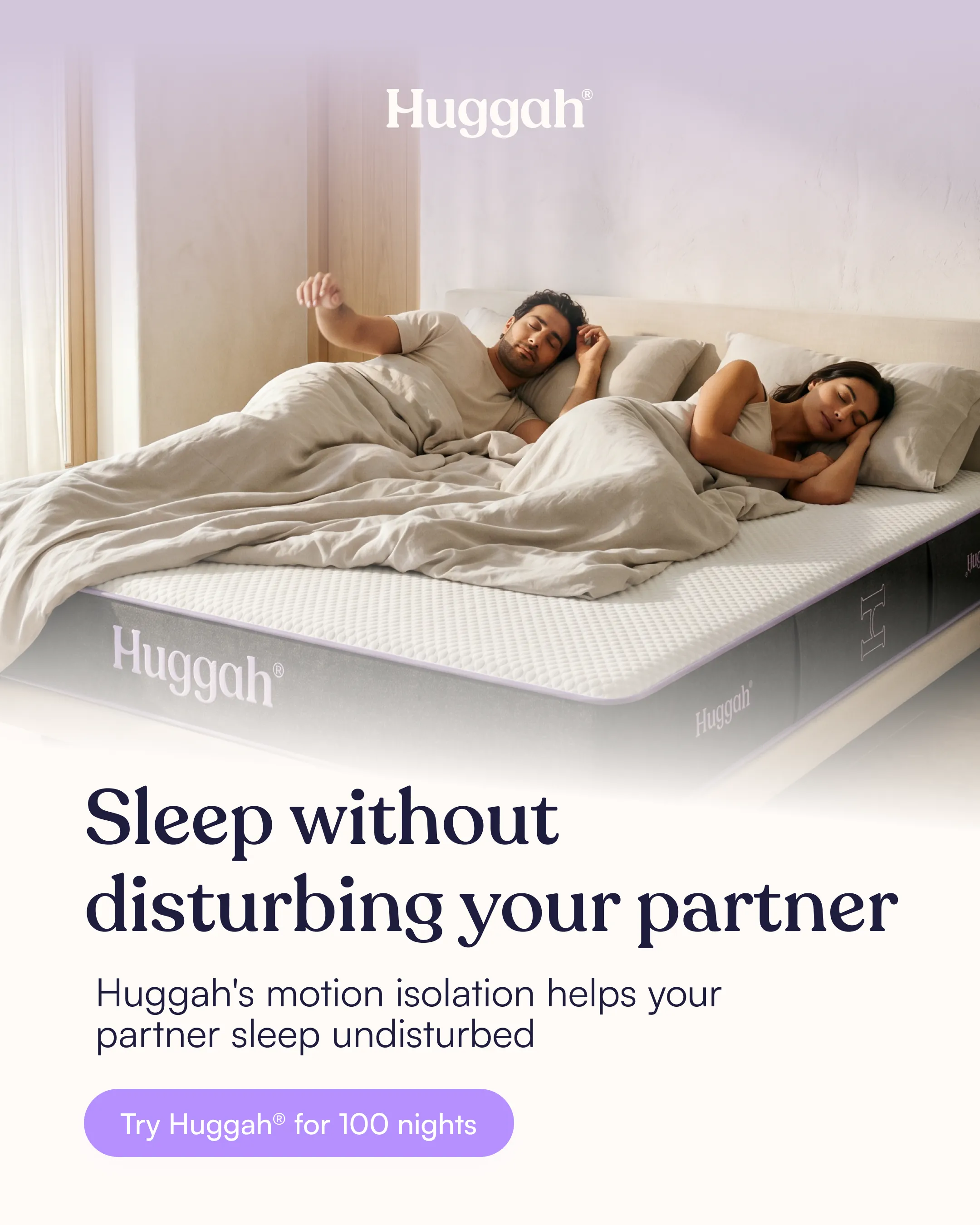 Huggah ad: Sleep without disturbing your partner
