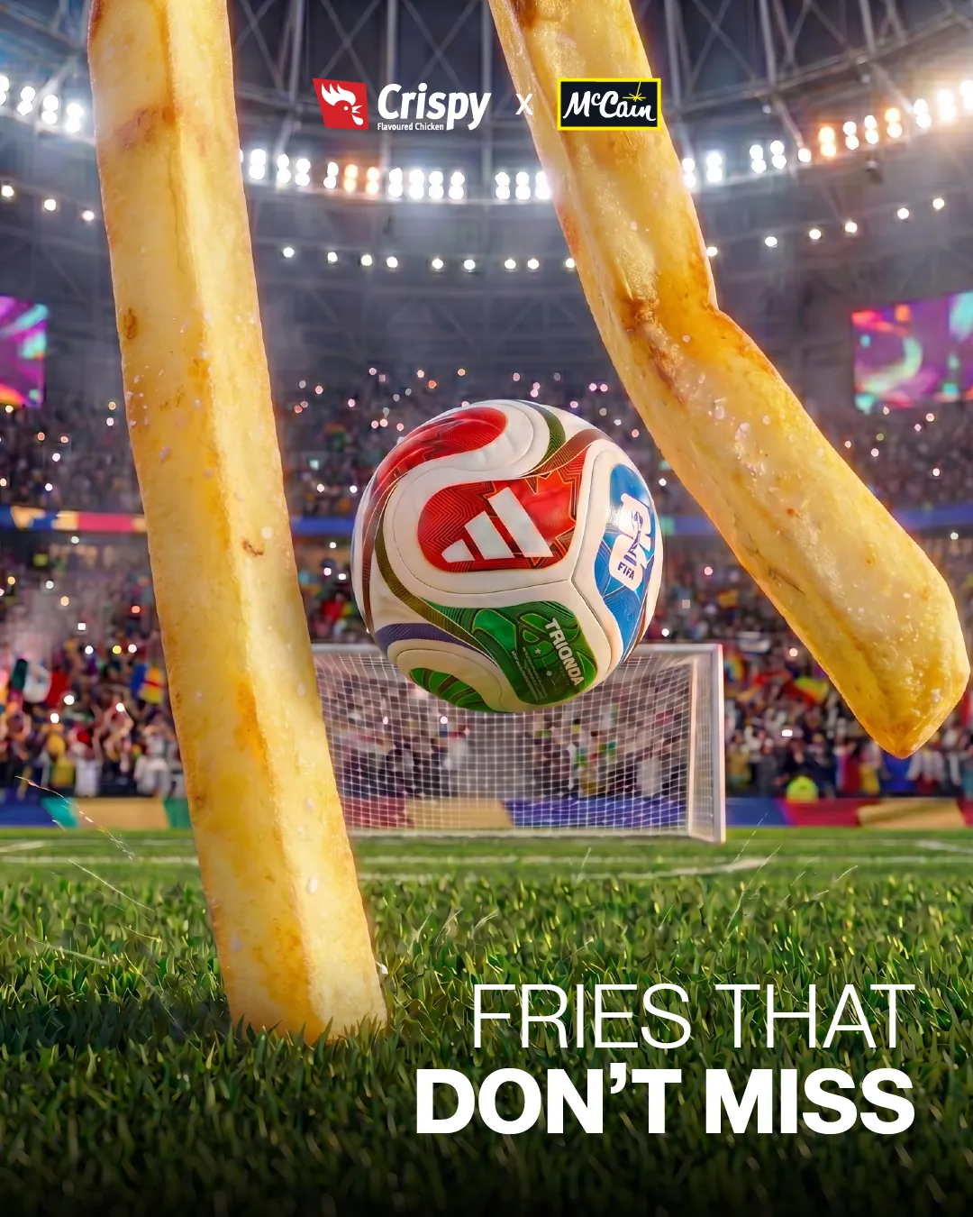 CFC and McCain World Cup ad: fries that don’t miss, two fries as goalposts