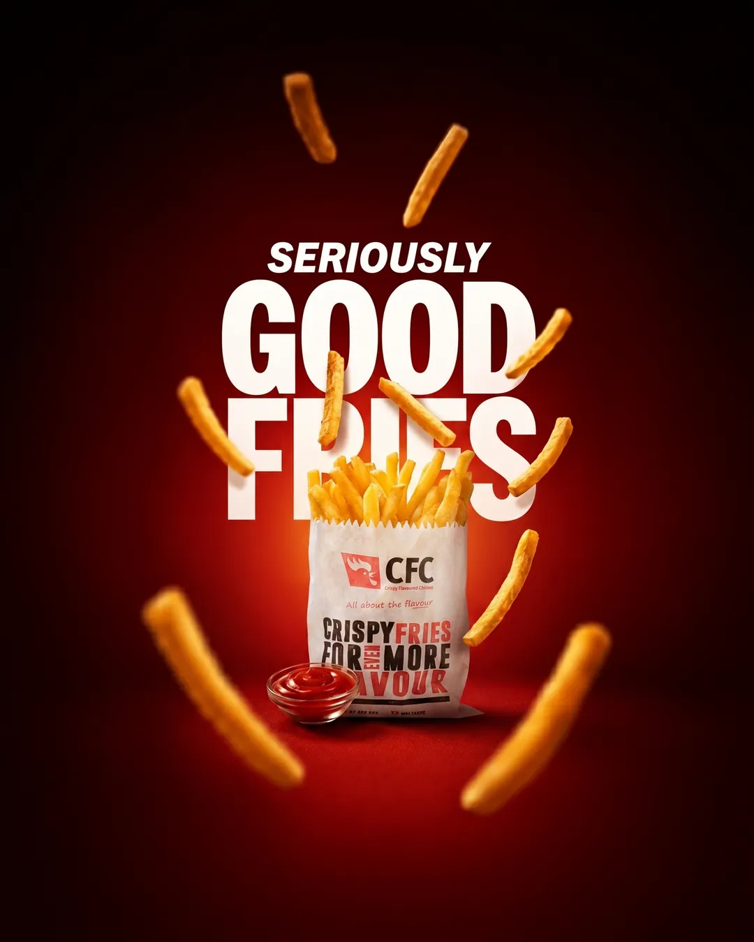 Seriously good fries: CFC fries bursting out of the pack