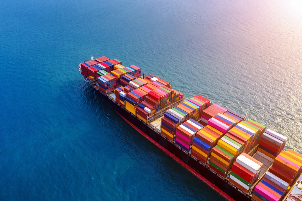Container ship at sea